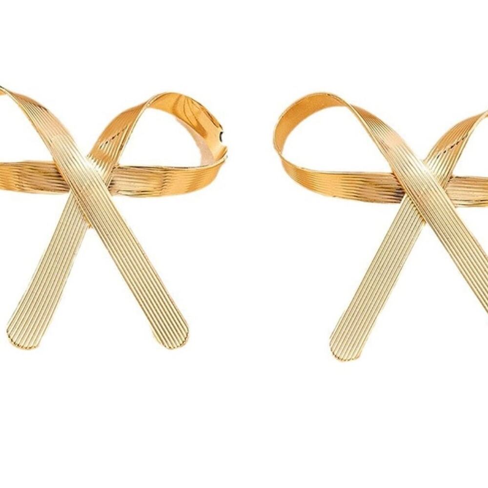 Gold Bow Stud Earrings